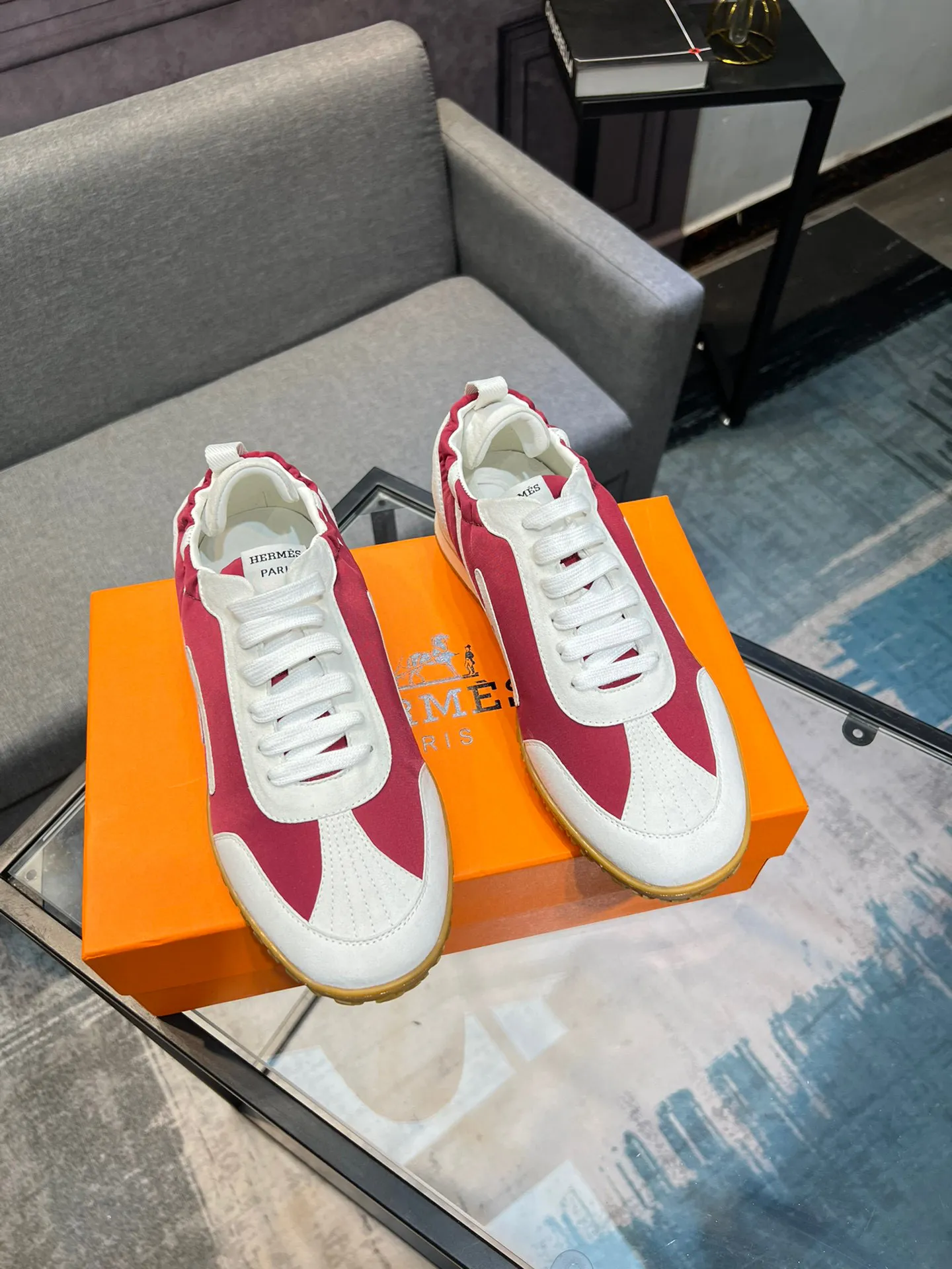 Men's shoes 💰660 [HERMES] Hermès - High-end quality original order 🔍🔍 - Upper: 🔝 cowhide suede splicing design - Inner lining: imported mixed sheepskin - Outsole: TPR foam · Rubber: two-color combined molding outsole - Super high quality control · Fine workmanship: highlighted (high-end, luxury, grade) -Size: 38-44 (45, 46, can be customized)